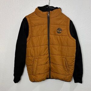 912 EUC Timberland Tan and Black Quilted Vest Coat. SzYouth 14-16